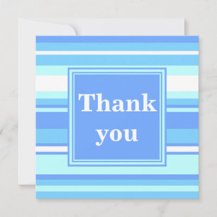 Carte De Remerciements Monogramme ciel bandes bleues