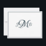 Carte De Remerciements Monogramme classique Marine & Flourish Script blan<br><div class="desc">Classic,  élégant,  professionnel Navy & white Flourish Script monogrammed carte de remerciements plat. parfait pour la correspondance d'affaires. Il s'agit de cartes à billets plats. Si vous voulez les cartes pliées,  allez au bas de la page où il est dit "Transférer cette conception" et sélectionnez cartes de remerciements pliées.</div>