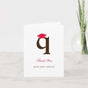 Carte De Remerciements Monogramme classique Q Graduation Cap Photo modern