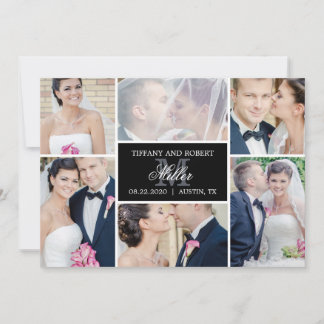 Carte De Remerciements Monogramme Collage de couleur modifiable juste car