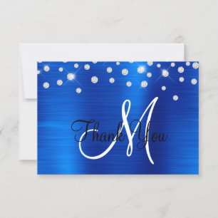 Carte De Remerciements Monogramme Confetti Strass Papier Aluminium Ombre