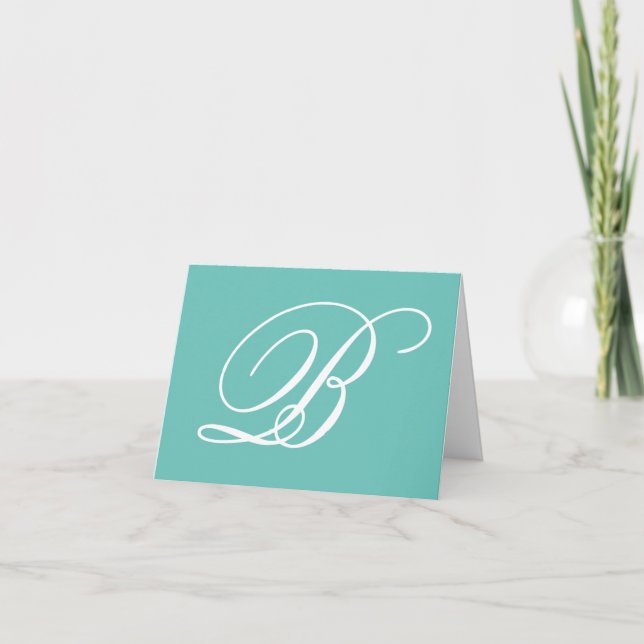 Carte De Remerciements Monogramme de calligraphie fantaisie script en bla (Devant)
