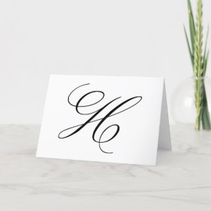 Carte De Remerciements Monogramme de lettre H calligraphique pour mariage
