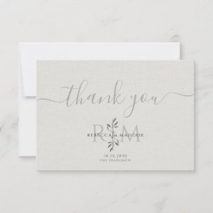 Carte De Remerciements Monogramme de mariage botanique moderne