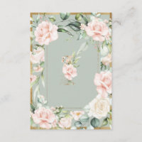 Monogramme Élégant Roses Florales Vertes Lettre I