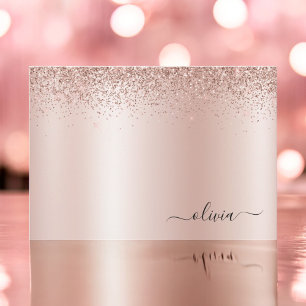 Carte De Remerciements Monogramme en métal Parties scintillant rose doré