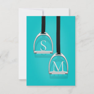 Carte De Remerciements Monogramme Fer à rupe Turquoise Equestre
