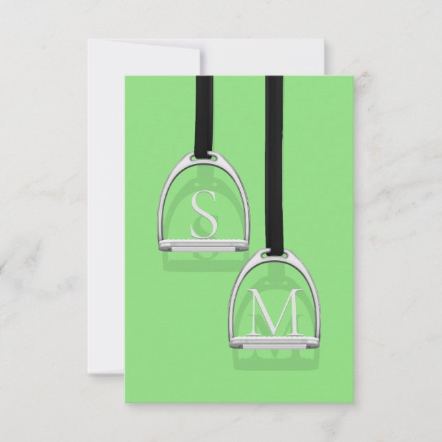 Carte De Remerciements Monogramme Fer à sirop d'érable Lime vert équestre (Devant)