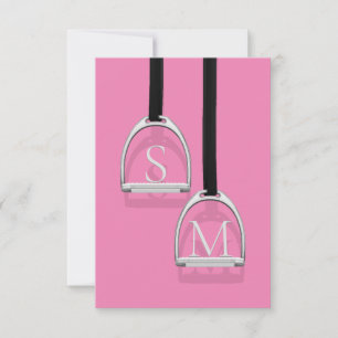 Carte De Remerciements Monogramme fer à sirop rose équestre