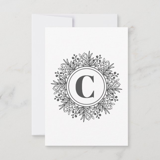Carte De Remerciements Monogramme Flocon de Noël Christmas (Devant)