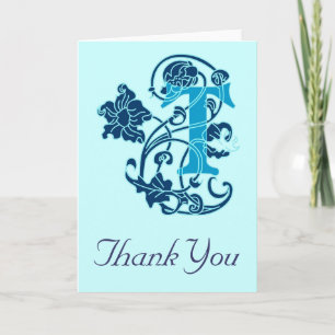 Carte De Remerciements Monogramme floral Art Nouveau T