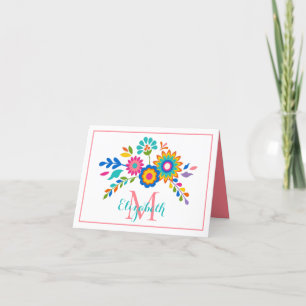 Carte De Remerciements Monogramme floral brillant