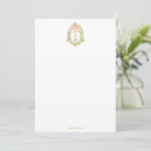Carte De Remerciements Monogramme Floral Français Personnalisé avec un Nœ