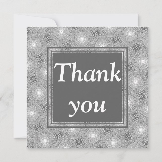 Carte De Remerciements Monogramme gris cercles motif (Devant)
