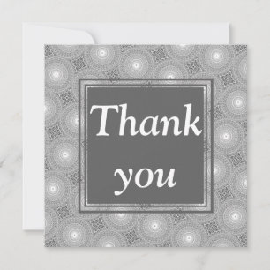 Carte De Remerciements Monogramme gris cercles motif