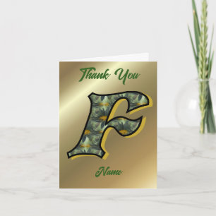 Carte De Remerciements Monogramme Initial F Art Personnalisé Fleurs