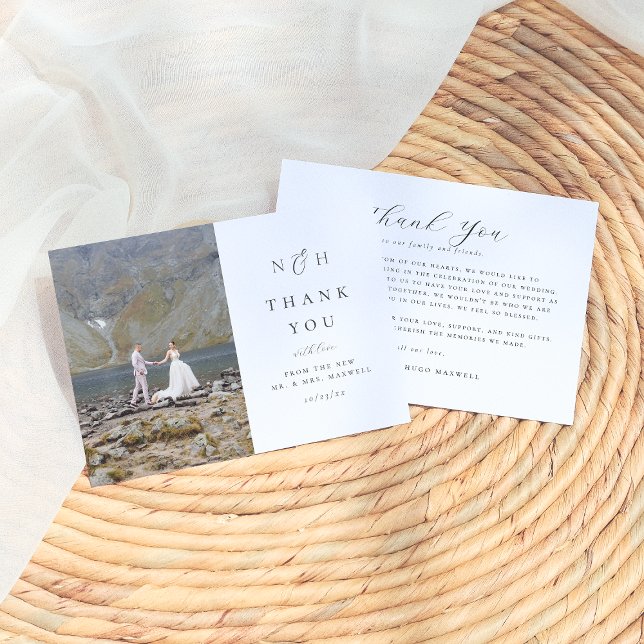 Carte De Remerciements Monogramme Initiales élégant Ampersand Photo Maria (Créateur téléchargé)