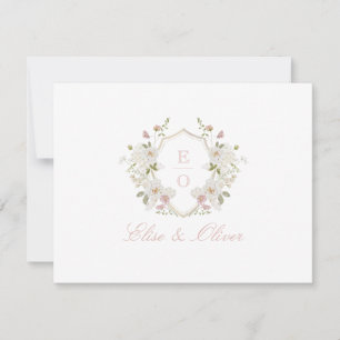 Carte De Remerciements Monogramme Mariage blanc et doux romantique