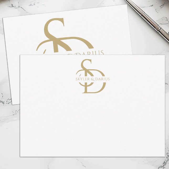 Carte De Remerciements Monogramme Mariage Simple Personnalisé Avec Nom (Créateur téléchargé)