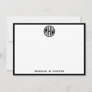 Carte De Remerciements Monogramme noir blanc Police do-it-yourself maroca