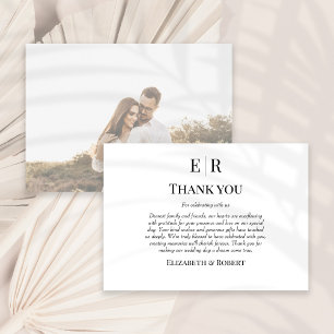 Carte De Remerciements Monogramme noir et blanc sur mesure Photo de maria