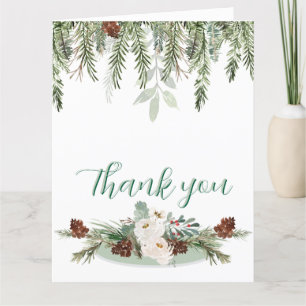Carte De Remerciements Monogramme Rose d'hiver