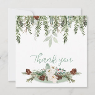 Carte De Remerciements Monogramme Rose d'hiver