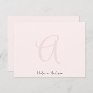 Carte De Remerciements Monogramme rose rose rose moderne minimaliste fémi