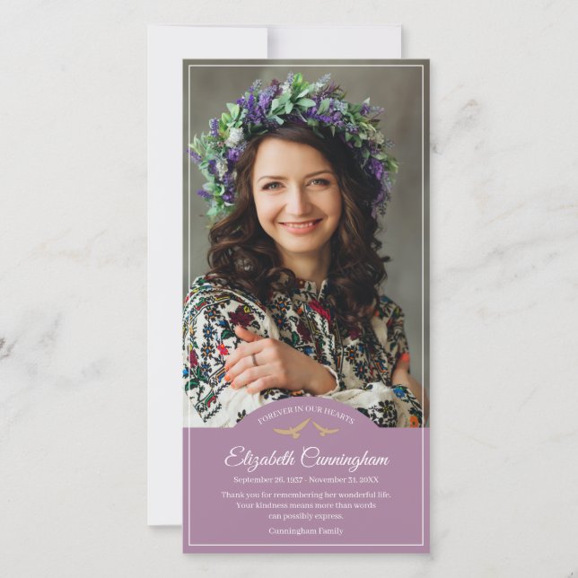 Carte De Remerciements Monogrammes commémoratifs Oiseaux Photo classique (Devant)