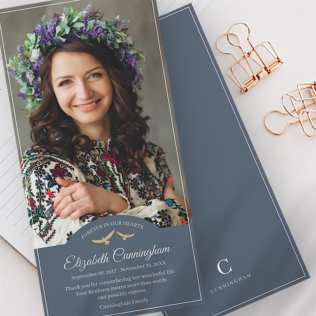 Carte De Remerciements Monogrammes commémoratifs Oiseaux Photo classique (Créateur téléchargé)