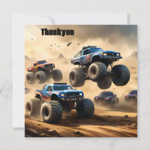 Carte De Remerciements Monster Trucks Courant Dans Le Désert,