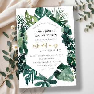 Carte De Remerciements Monstera Tropical Green Hexagonal Wedding Invitati