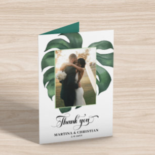 Carte De Remerciements Monstera Tropical Leaf Mariage plié