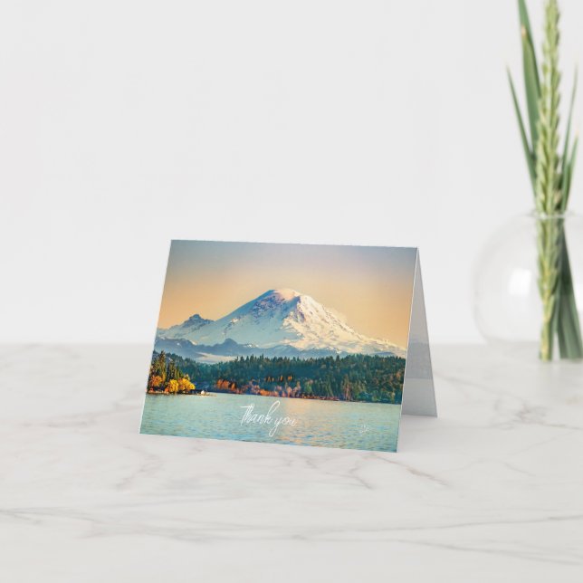 Carte De Remerciements Mont Rainier Lake Washington Toutes les occasions (Devant)