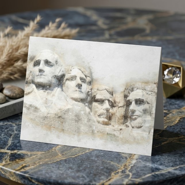 Carte De Remerciements Mont Rushmore, œuvre d'art à l'aquarelle président (Mount Rushmore Presidential Watercolor Art. Letterpress Thank You Card)
