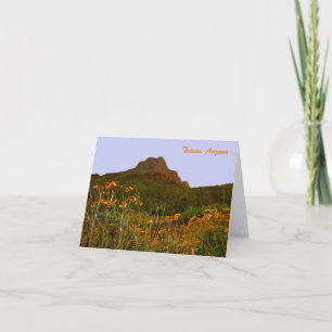Carte De Remerciements Montagnes de Tucson et fleurs sauvages au coucher