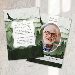 Carte De Remerciements Montagnes Nature Photo Sympathy Funeral Memorial