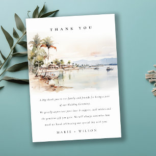 Carte De Remerciements Montego Bay Jamaïque Mariage de paysage aquarelle