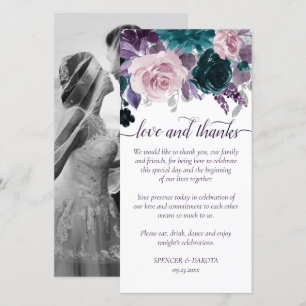 Carte De Remerciements Moody Boho Eggplant violet et Rose Turquoise pho