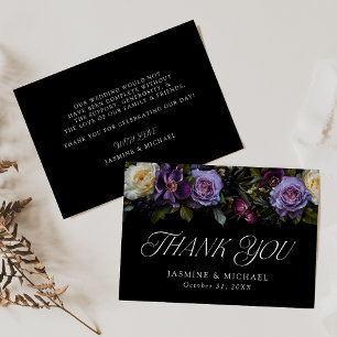 Carte De Remerciements Moody Gothic Floral Mariage