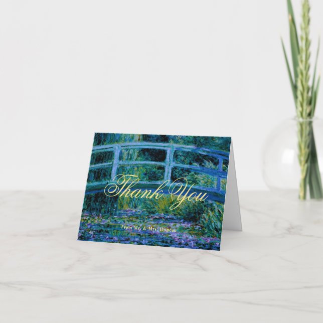 Carte De Remerciements Moody Jewel Tones Monet Lily Pond Fine Art Wedding (Devant)