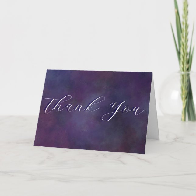 Carte De Remerciements Moody Painterly Dark Purple Simple Calligraphy (Devant)