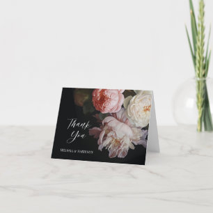 Carte De Remerciements Moody White et Blush Peony Rose Floral Mariage