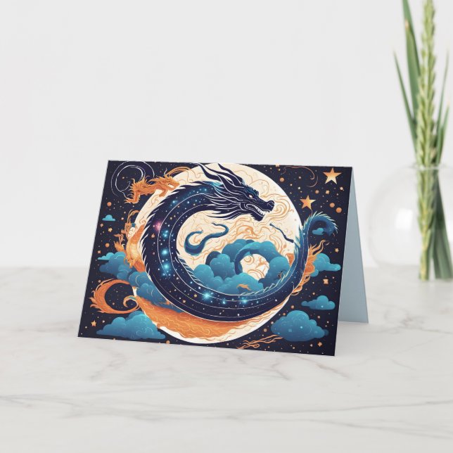 Carte De Remerciements moon dragon greeting card (Devant)