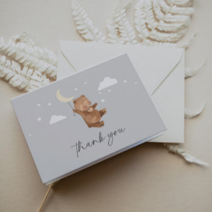 Carte De Remerciements Moon Stars Bear Baby shower