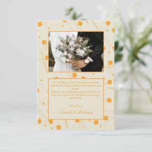 Carte De Remerciements Motif à fleurs les années 70 beige orange rétro Y2