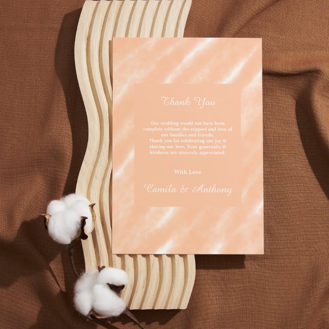 Carte De Remerciements Motif Abstrait Aquarelle de Couleur Peach Fuzz (Créateur téléchargé)