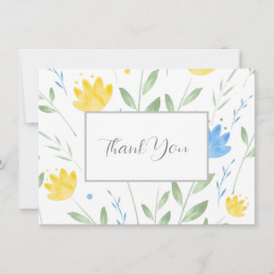 Carte De Remerciements Motif Aquarelle bleu et jaune doux