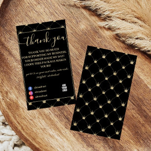 Carte De Remerciements Motif Couronne Luxe Propre Noir Or