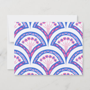 Carte De Remerciements motif damassé floral bleu